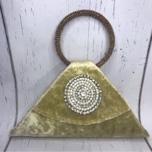 Vintage velvet rhinestone & pearl clutch